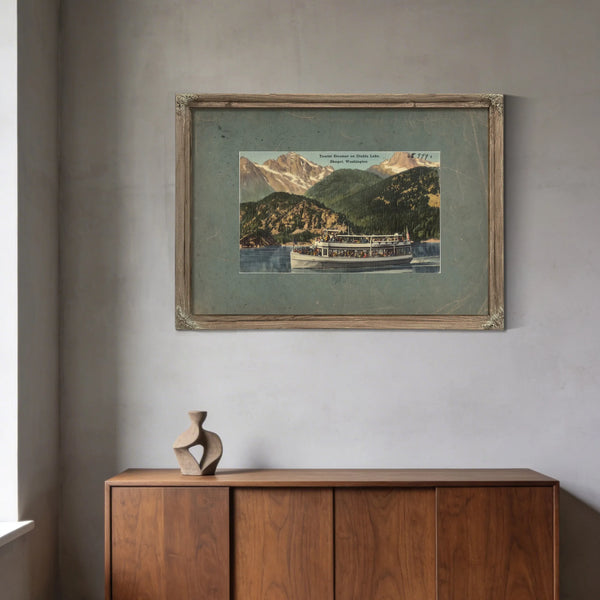 Tourist Steamer On Diablo Lake Skaget Washington — vintage wall art by Bella Frye