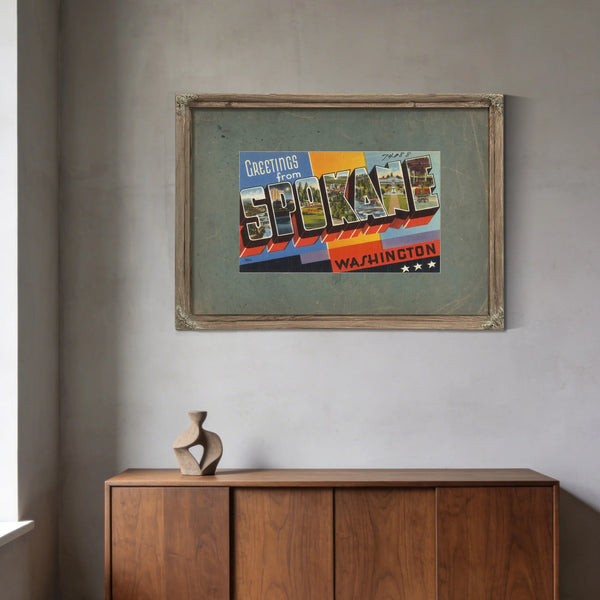 Greetings From Spokane Washington — vintage wall art by Bella Frye