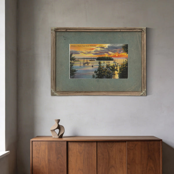 Moorage At Sunset Puget Sound Washington — vintage wall art by Bella Frye