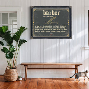 Bella Frye Home & Garden > Decor > Artwork Barber Word Definition Wall Art - Gift for Barber Dictionary Artwork