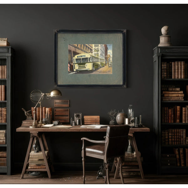 Trackless Trolley Downtown District Seattle Washington — vintage wall art by Bella Frye