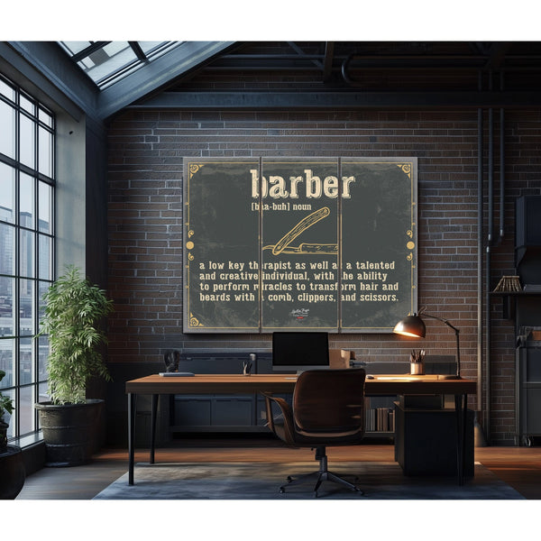 Bella Frye Home & Garden > Decor > Artwork Barber Word Definition Wall Art - Gift for Barber Dictionary Artwork