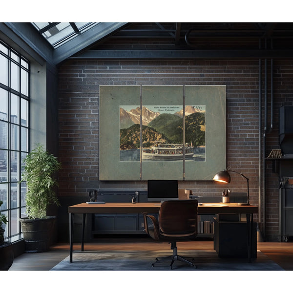 Tourist Steamer On Diablo Lake Skaget Washington — vintage wall art by Bella Frye