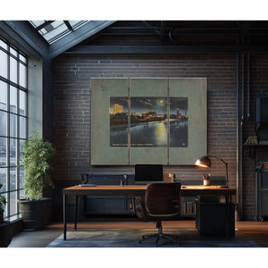 Moonlight On The Spokane River Spokane Washington — vintage wall art by Bella Frye