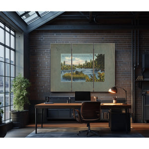 Scenic Splendor On The Spokane River Looking East Near Spokane Wash — vintage wall art by Bella Frye