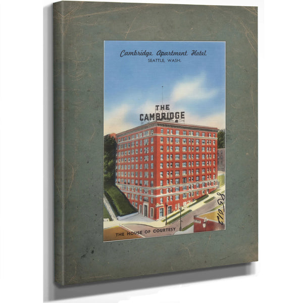 Cambridge Apartment Hotel Seattle Washington, canvas wrap — vintage framed wall art by Bella Frye