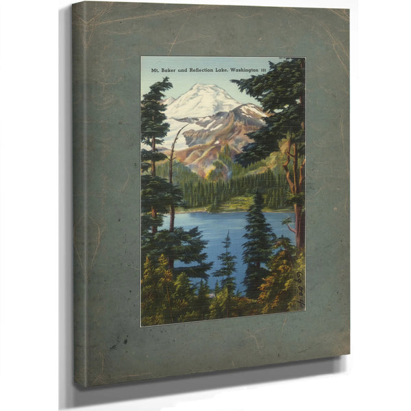 Mt Baker And Reflection Lake Washington, canvas wrap — vintage framed wall art by Bella Frye