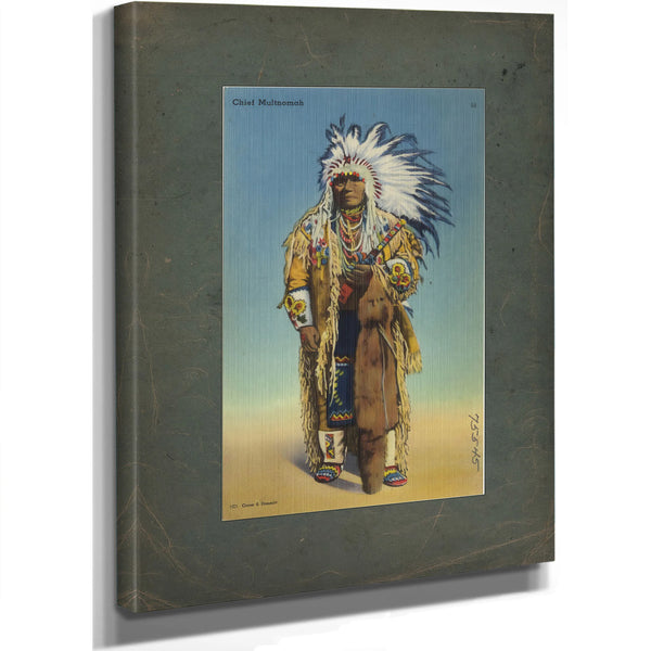Chief Multnomah, canvas wrap — vintage framed wall art by Bella Frye