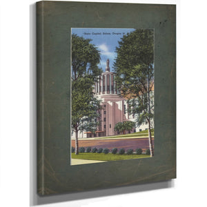 State Capitol Salem Oregon, canvas wrap — vintage framed wall art by Bella Frye