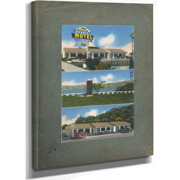Berg's Scenic Motel, canvas wrap — vintage framed wall art by Bella Frye