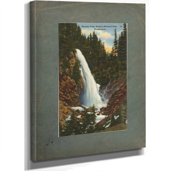 Narada Falls Rainier National Park Washington, canvas wrap — vintage framed wall art by Bella Frye