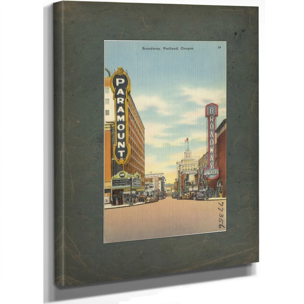 Broadway Portland Oregon, canvas wrap — vintage framed wall art by Bella Frye