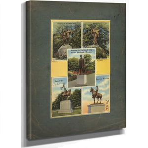 Statues In Portland City Parks Portland Oregon, canvas wrap — vintage framed wall art by Bella Frye