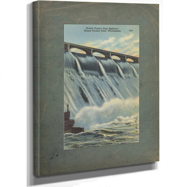 Grand Coulee Dam Spillway Grand Coulee Dam Washington, canvas wrap — vintage framed wall art by Bella Frye