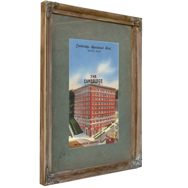 Cambridge Apartment Hotel Seattle Washington, Verdigris frame — vintage framed wall art by Bella Frye