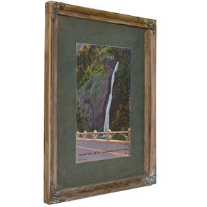 Horsetail Falls 205 Feet Columbia River Highway Oregon, Verdigris frame — vintage framed wall art by Bella Frye