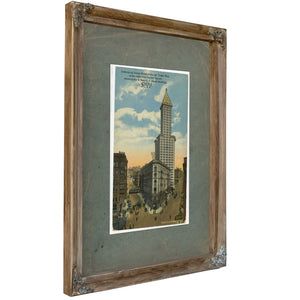 View East From James St And Yesler Way Ca 1915, Verdigris frame — vintage framed wall art by Bella Frye