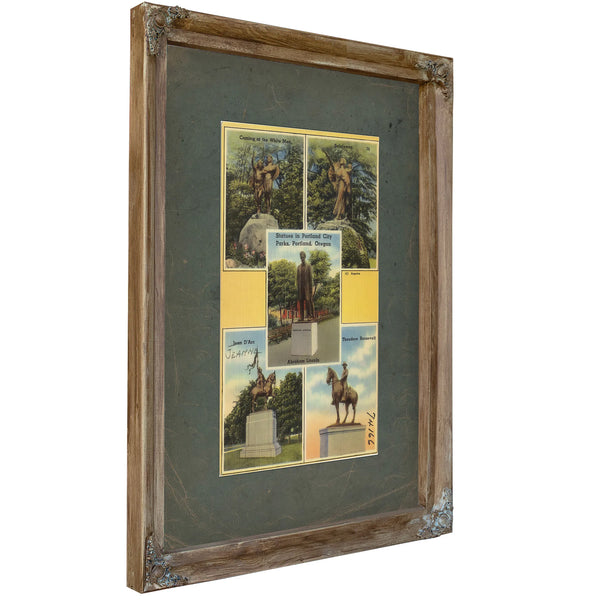 Statues In Portland City Parks Portland Oregon, Verdigris frame — vintage framed wall art by Bella Frye
