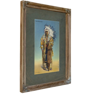 Chief Multnomah, Verdigris frame — vintage framed wall art by Bella Frye