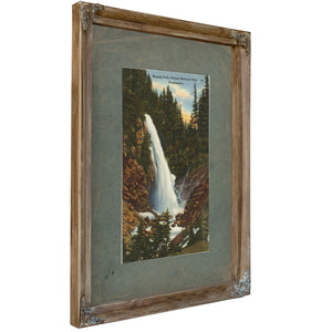 Narada Falls Rainier National Park Washington, Verdigris frame — vintage framed wall art by Bella Frye