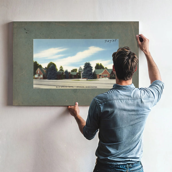 Blue Spruce Motel Spokane Washington — vintage wall art by Bella Frye