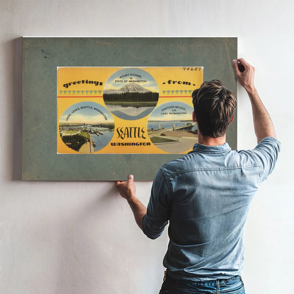 Greetings From Seattle Washington'1 — vintage wall art by Bella Frye