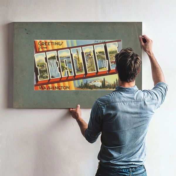 Greetings From Seattle Washington'2 — vintage wall art by Bella Frye