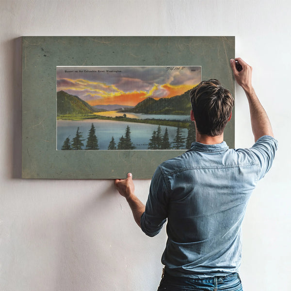 Sunset On The Columbia River Washington — vintage wall art by Bella Frye