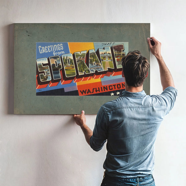 Greetings From Spokane Washington — vintage wall art by Bella Frye