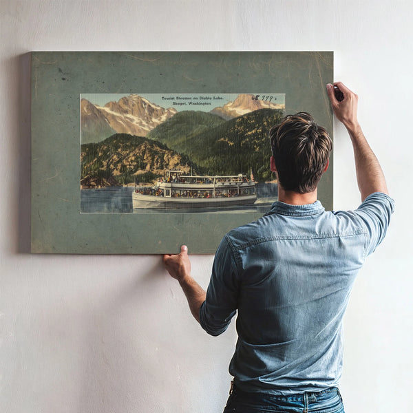 Tourist Steamer On Diablo Lake Skaget Washington — vintage wall art by Bella Frye
