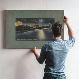 Moonlight On The Spokane River Spokane Washington — vintage wall art by Bella Frye