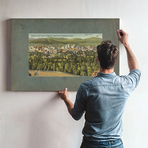 Spokane From Sunset Highway Approach To Spokane Wash — vintage wall art by Bella Frye
