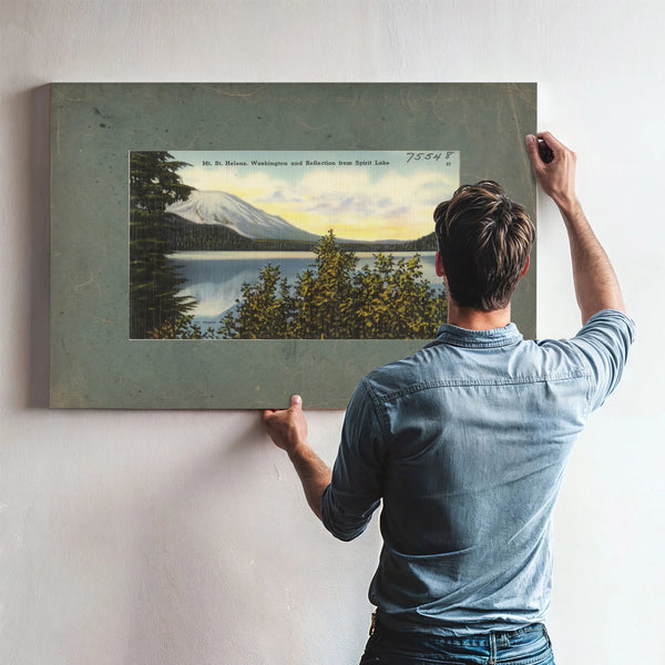 Mt St Helens Washingtonand Reflection From Spirit Lake — vintage wall art by Bella Frye