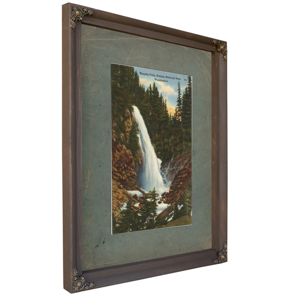 Narada Falls Rainier National Park Washington, Bourbon frame — vintage framed wall art by Bella Frye