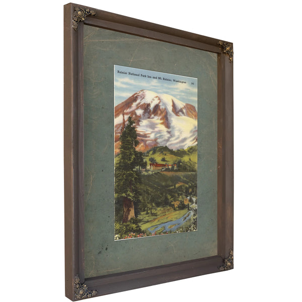 Rainier National Park Inn And Mt Rainier Washington, Bourbon frame — vintage framed wall art by Bella Frye