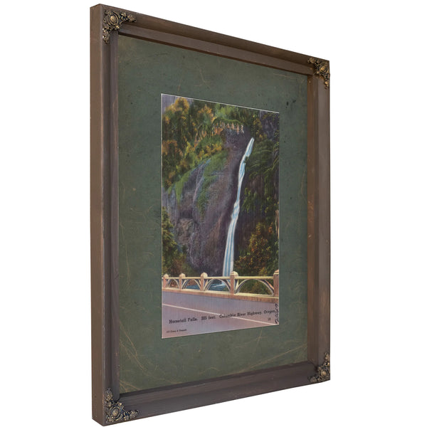 Horsetail Falls 205 Feet Columbia River Highway Oregon, Bourbon frame — vintage framed wall art by Bella Frye