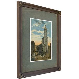 View East From James St And Yesler Way Ca 1915, Bourbon frame — vintage framed wall art by Bella Frye