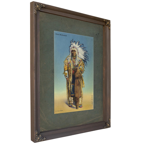 Chief Multnomah, Bourbon frame — vintage framed wall art by Bella Frye