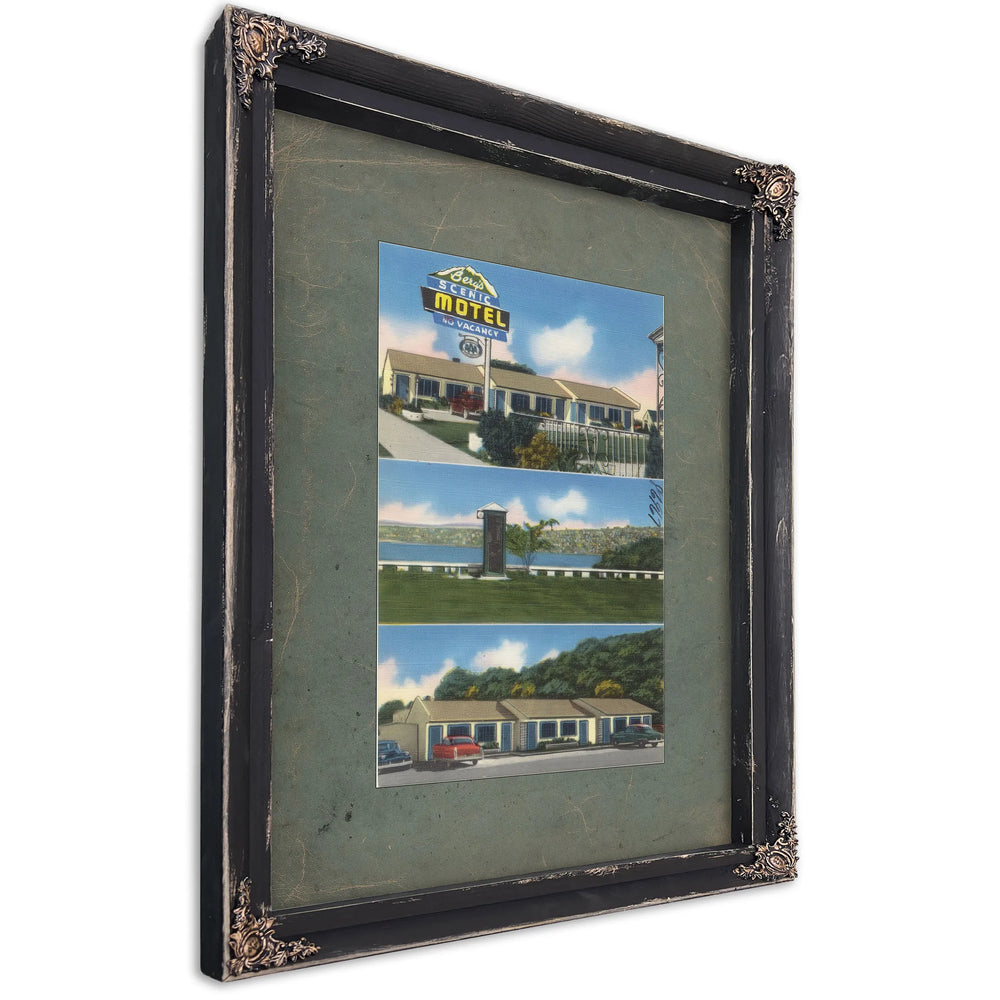 Berg's Scenic Motel, Ebony frame — vintage framed wall art by Bella Frye