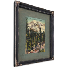 Mt Rainier And Paradise Highway Washington, Ebony frame — vintage framed wall art by Bella Frye