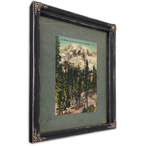 Mt Rainier And Paradise Highway Washington, Ebony frame — vintage framed wall art by Bella Frye