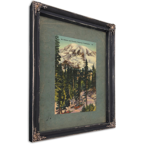 Mt Rainier And Paradise Highway Washington, Ebony frame — vintage framed wall art by Bella Frye