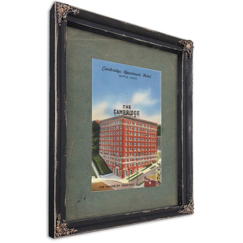 Cambridge Apartment Hotel Seattle Washington, Ebony frame — vintage framed wall art by Bella Frye