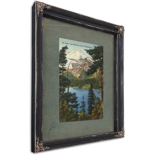 Mt Baker And Reflection Lake Washington, Ebony frame — vintage framed wall art by Bella Frye