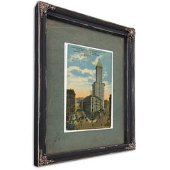 View East From James St And Yesler Way Ca 1915, Ebony frame — vintage framed wall art by Bella Frye