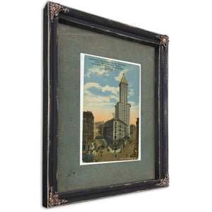 View East From James St And Yesler Way Ca 1915, Ebony frame — vintage framed wall art by Bella Frye