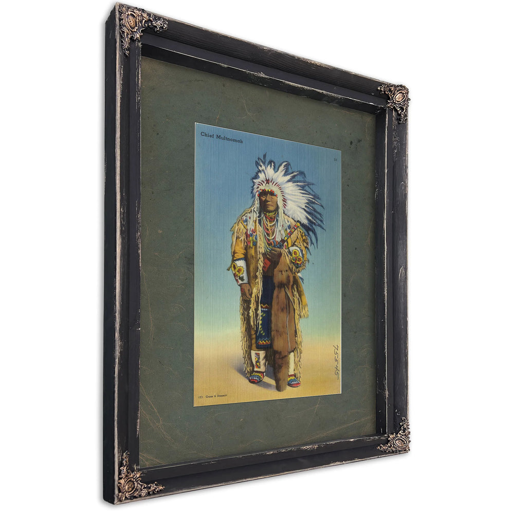 Chief Multnomah, Ebony frame — vintage framed wall art by Bella Frye