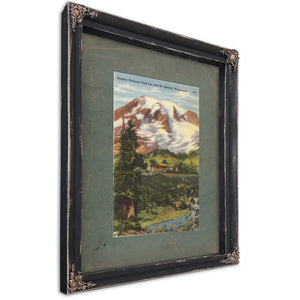 Rainier National Park Inn And Mt Rainier Washington, Ebony frame — vintage framed wall art by Bella Frye