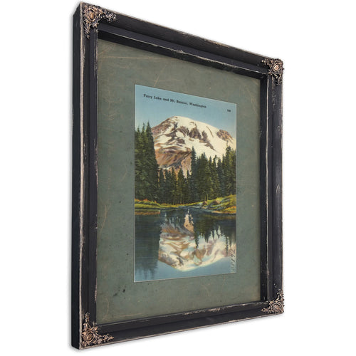 Fairy Lake And Mt Rainier Washington, Ebony frame — vintage framed wall art by Bella Frye