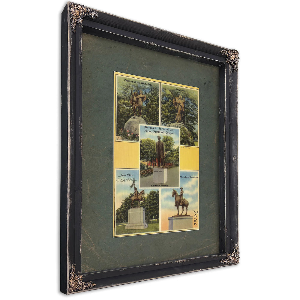 Statues In Portland City Parks Portland Oregon, Ebony frame — vintage framed wall art by Bella Frye